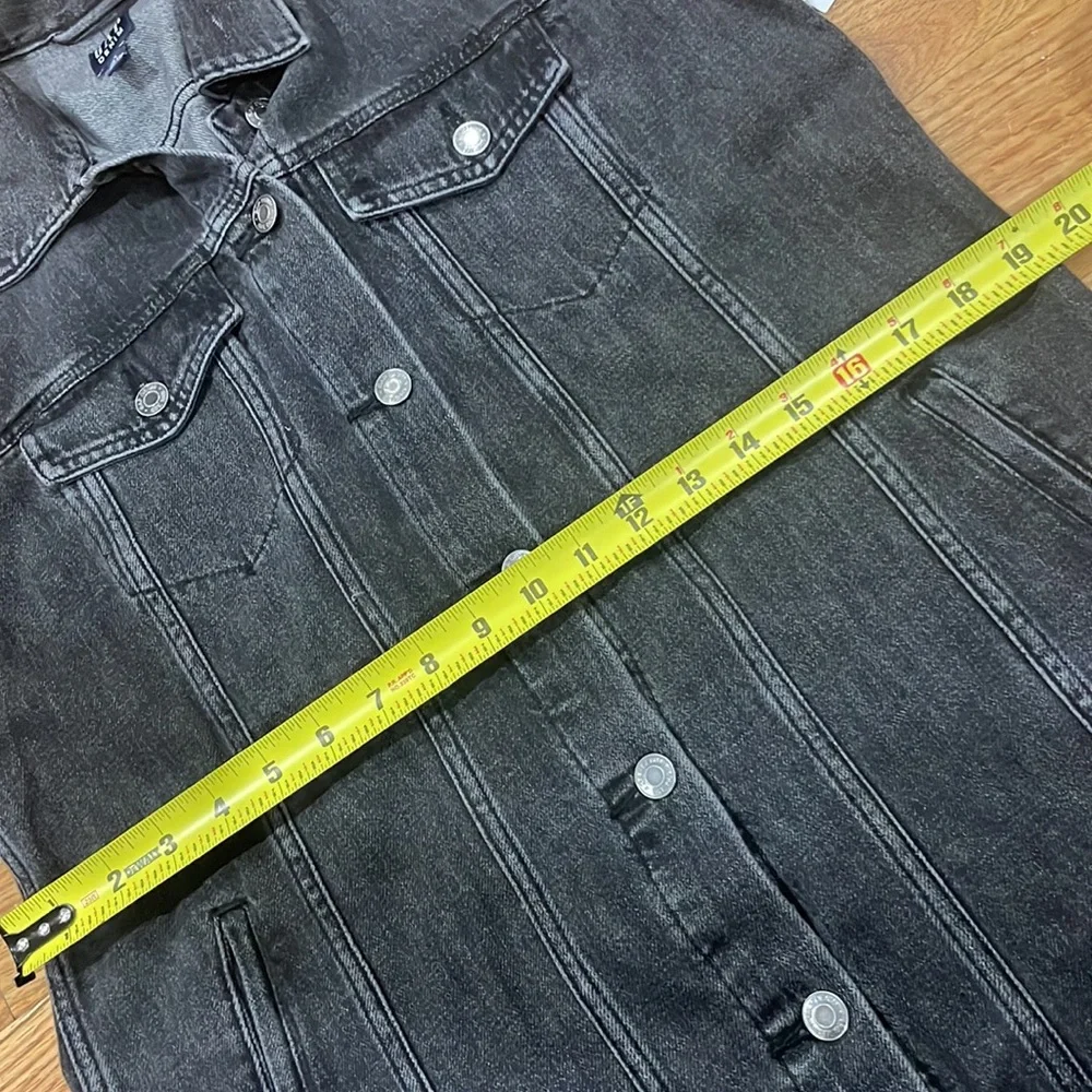 GAP Long Sleeve Denim Dress Icon Denim Duster Jacket Grey  Black M